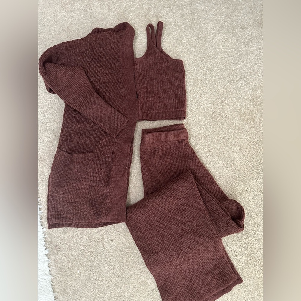 Old Navy brown lounge set XS tank, XS pants, S cardigan